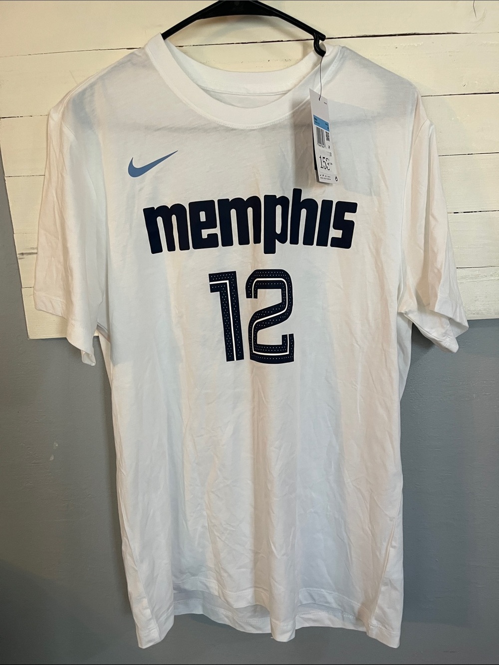 Nike White Memphis #12 Tee with Navy Accents